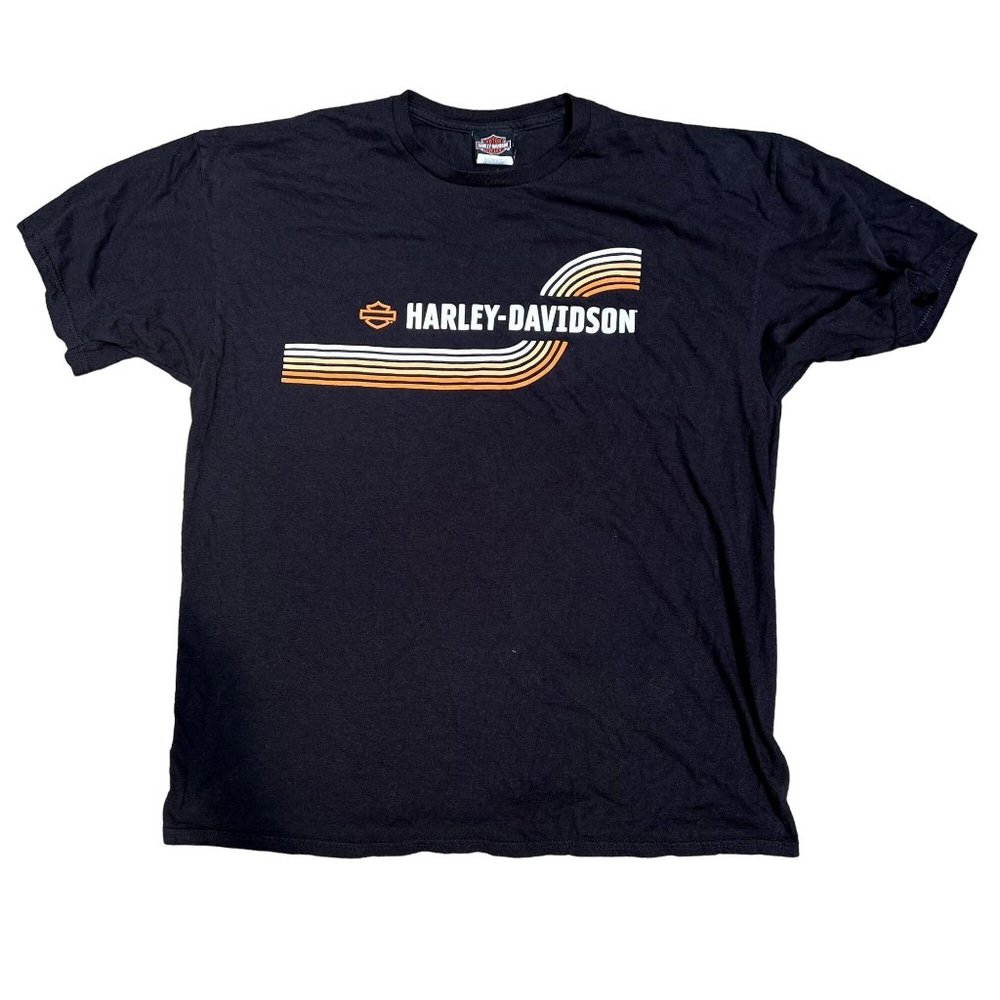 Harley Davidson Cycles Logo Black Orange Short Sleeve Tee Cotton Adult Size XL